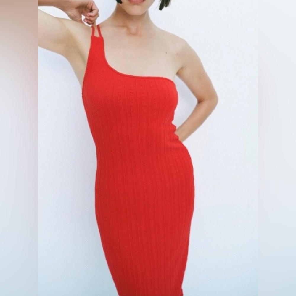 Zara Red One-Shoulder Dress size S